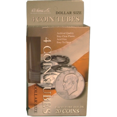Large Dollar Size - HE Harris Round Coin Tubes - Retail Pack 4
