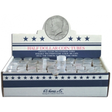 Half Dollar Size - HE Harris Round Coin Tubes, Box of 100