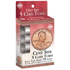Cent Size - HE Harris Round Coin Tubes - Retail Pack of 5