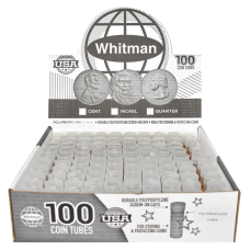 Nickel Size - Whitman Round Coin Tubes, Box of 100