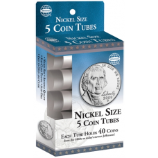 Nickel Size - HE Harris Round Coin Tubes - Retail Pack of 5