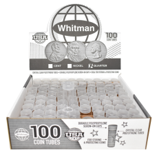 Quarter Size - Whitman Round Coin Tubes, Box of 100