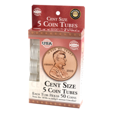 Cent Size - HE Harris Round Coin Tubes - Retail Pack of 5
