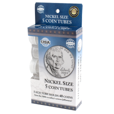 Nickel Size - HE Harris Round Coin Tubes - Retail Pack of 5