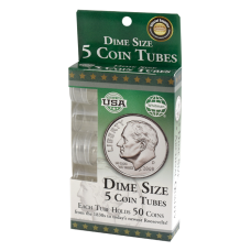 Dime Size - HE Harris Round Coin Tubes - Retail Pack of 5