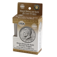 Half Dollar Size - HE Harris Round Coin Tubes - Retail Pack of 4