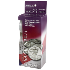 Silver Eagle Dollar - HE Harris Round Coin Tubes - Retail Pack 3