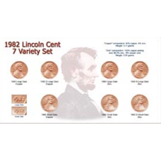 1982 Lincoln Cent 7 Copper Zinc Set Board & Vinyl Sleeve - Edgar Marcus - EMSS676