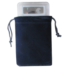 Velour Drawstring Pouch - 3x4.25 Navy Blue - Fits a Slab